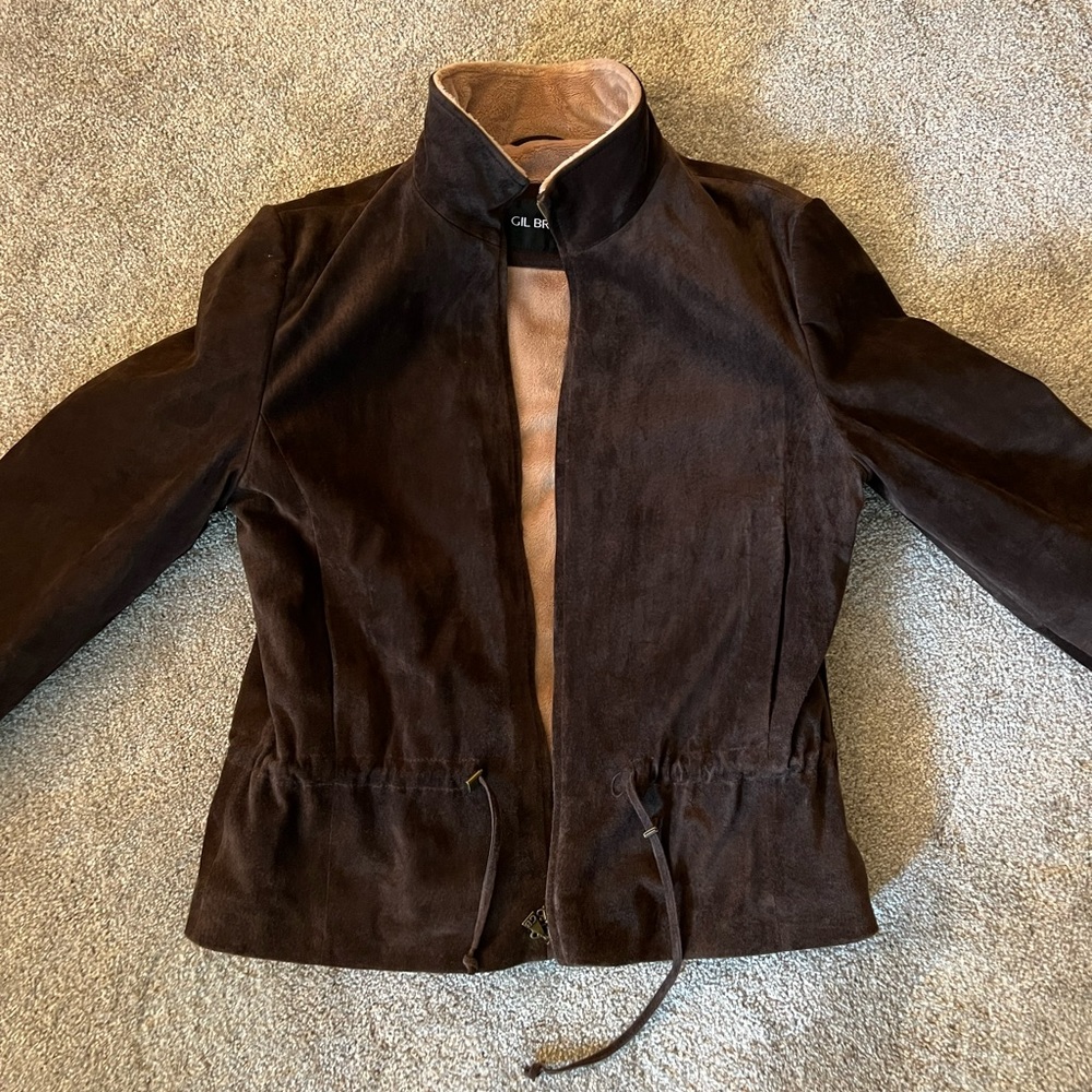 Brown leather suede coat